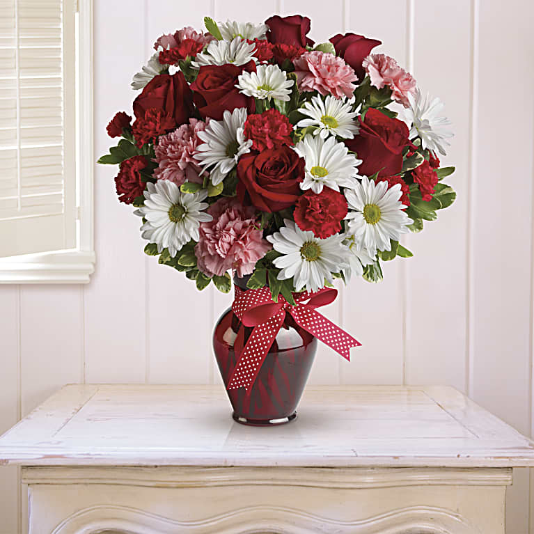 Hugs and Kisses Bouquet with Red Roses