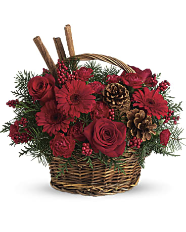 Christmas flower arrangements in baskets sales