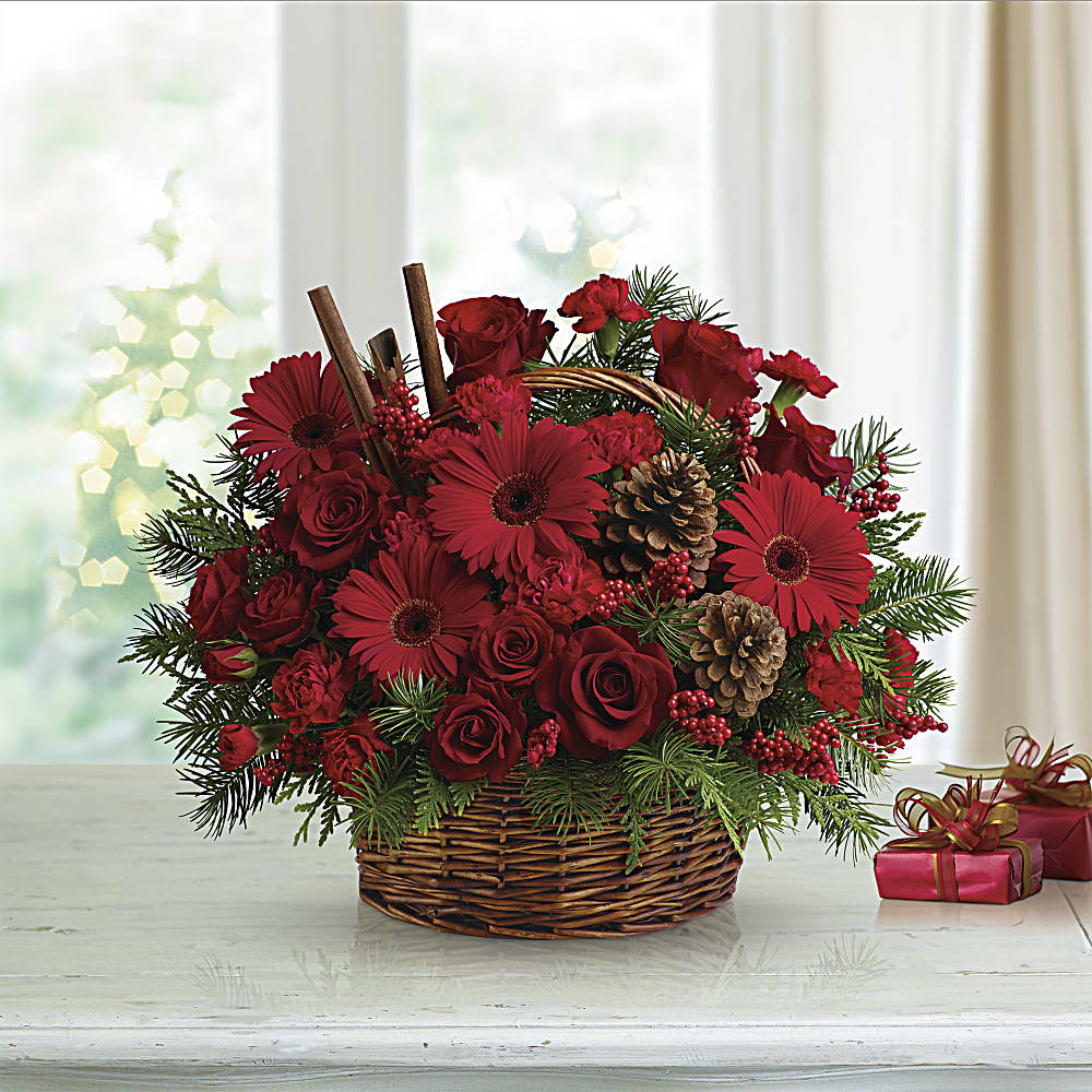 Christmas flower arrangements new arrivals in baskets