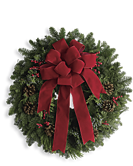 Red , Mixed Bouquets , Classic Holiday Wreath , Flower Delivery , Teleflora Flowers Near Me