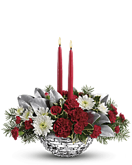 Winter Magic Centerpiece , Carnations , Same Day Flower Delivery , White , Teleflora
