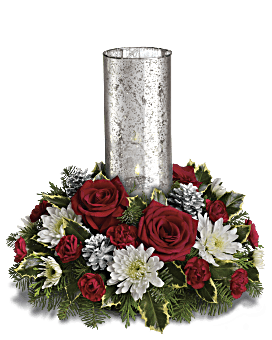 Let's Be Merry Centerpiece , Roses , Same Day Flower Delivery , White , Teleflora