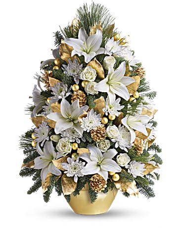 Christmas tree flower arrangement 2025