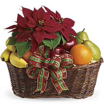 Fruit and Poinsettia Basket