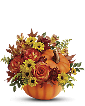 Thanksgiving Centerpiece , Multi-Colored , Mixed Bouquets , Warm Fall Wishes Bouquet , Same Day Flower Delivery By Teleflora