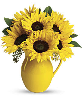 Teleflora's Sunny Day Pitcher of Sunflowers Flower Arrangement