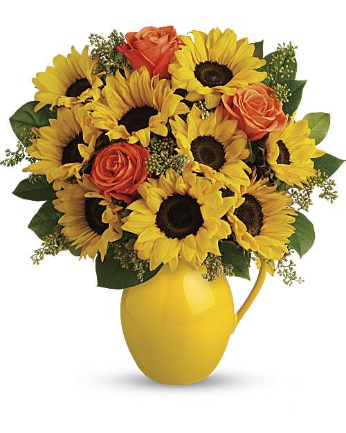 Teleflora's Sunny Day Pitcher of Sunflowers - Teleflora