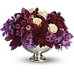 Red Roses in Purple Bouquet