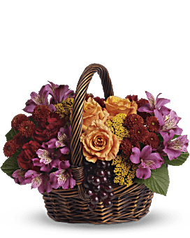 Arrangement floral avec panier Envoi de joie