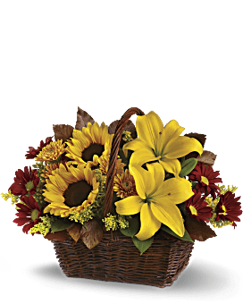 Yellow , Mixed Bouquets , Golden Days Basket , Same Day Flower Delivery By Teleflora