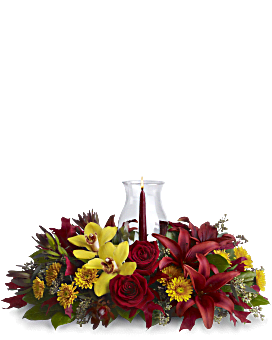 Arreglo floral de centro de mesa resplandor de gratitud