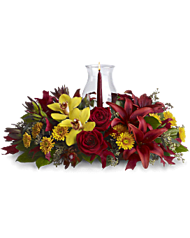 Glow of Gratitude Centerpiece Flower Arrangement