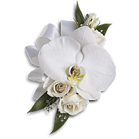 Corsage Rose et orchidée blanches