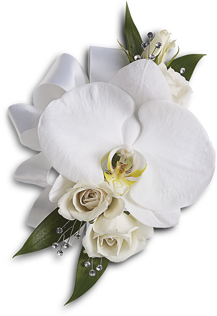 Ramillete de orquídeas blancas y rosas
