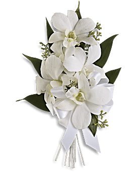 white corsage for prom