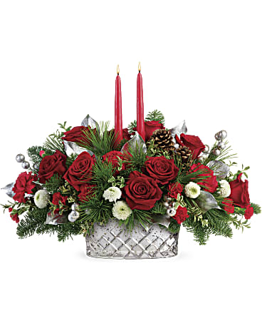 Teleflora S Merry Mercury Centerpiece Flower Arrangement Teleflora