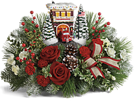 Thomas Kinkade's Festive Fire Station Bouquet