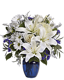 White Daisy, Rose and Tiger Lily Bouquet