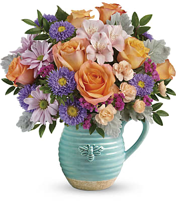 Teleflora's Busy Bee Pitcher Bouquet Flowers