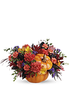 Multi-Colored , Mixed Bouquets , Hauntingly Pretty Pumpkin Bouquet , Same Day Flower Delivery By Teleflora