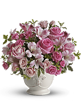 Arreglo floral de ramo de popurrí rosa con rosas de Teleflora