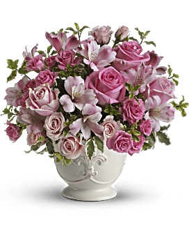 Bouquet Pot-pourri rose avec arrangement floral de roses de Teleflora