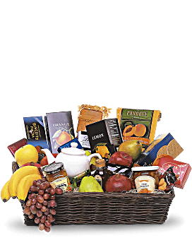 Multi-Colored | Mixed Bouquets | Grande Gourmet Fruit Basket | Flower Delivery by Teleflora