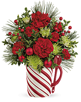 Teleflora's Send a Hug Candy Cane Greeting Bouquet Bouquet