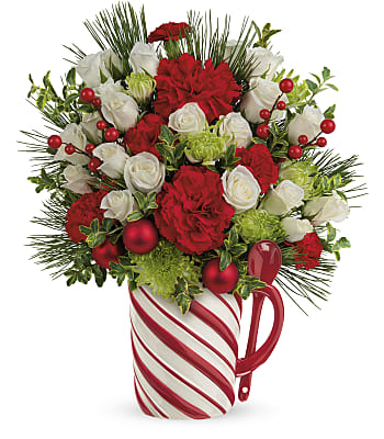 Teleflora's Send a Hug Candy Cane Greeting Bouquet Flowers