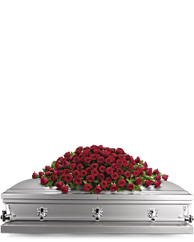 Red , Roses , Greatest Love Casket Spray , Same Day Flower Delivery By Teleflora