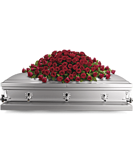 Arrangement de condoléances gerbe de cercueil L’amour le plus grand