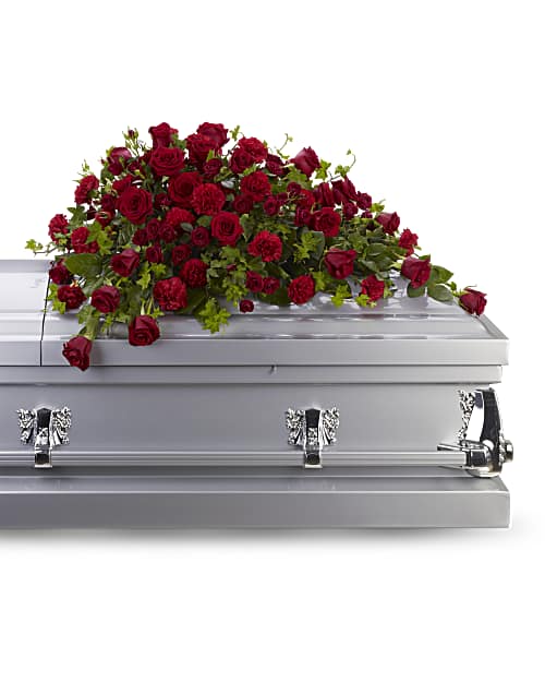 Red | Roses | Red Rose Reverence Casket Spray | Same Day Flower Delivery by Teleflora