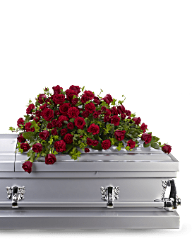 Red Rose Reverence Casket Spray Sympathy Arrangement