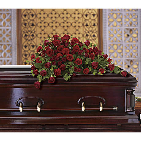 Red Rose Reverence Casket Spray Sympathy Arrangement - Teleflora