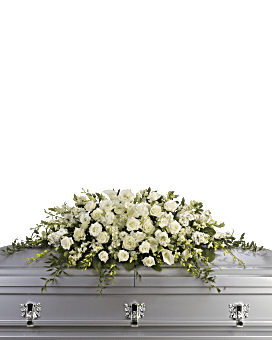 Purity and Peace Casket Spray Sympathy Arrangement