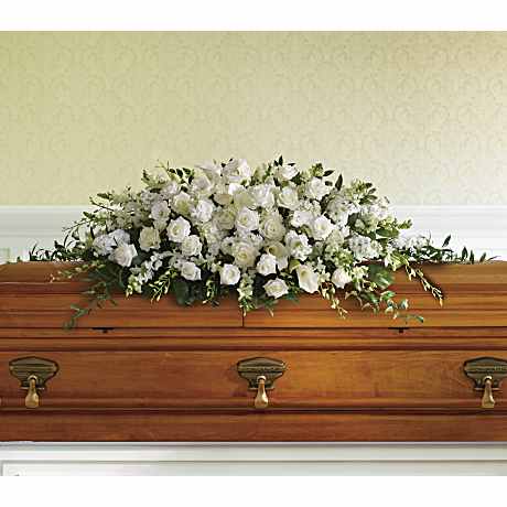 Purity and Peace Casket Spray Sympathy Arrangement - Teleflora