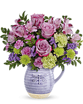 Whimsical Dragonfly Bouquet , Mixed Bouquets , Same Day Flower Delivery , Purple , Teleflora