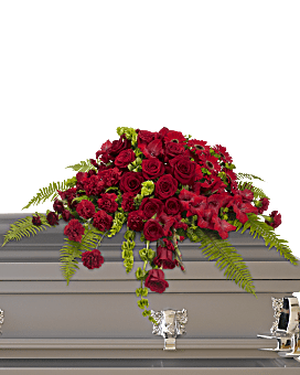 Arrangement floral de condoléances gerbe de cercueil Sanctuaire de roses rouges