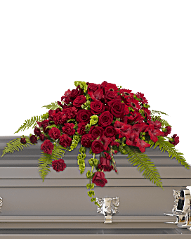 Red Rose Sanctuary Casket Spray Sympathy Arrangement