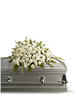 White , Mixed Bouquets , Silken Serenity Casket Spray , Same Day Flower Delivery By Teleflora