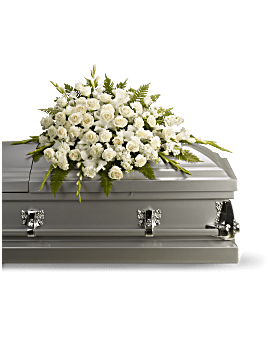 Arrangement floral de condoléances gerbe de cercueil Paisible sérénité 