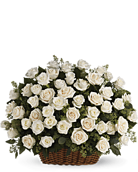 White , Roses , Bountiful Rose Basket , Same Day Flower Delivery By Teleflora