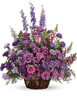 Gracious Lavender Basket Basket Arrangement