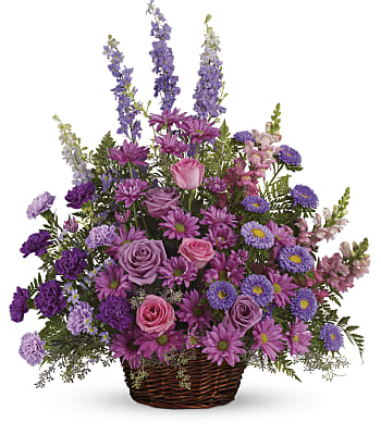 Gracious Lavender Basket Flowers