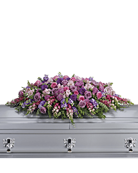 Pink , Mixed Bouquets , Lavender Tribute Casket Spray , Same Day Flower Delivery By Teleflora