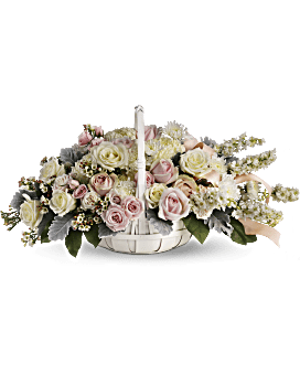 Arrangement floral panier Aube du souvenir