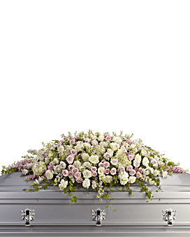 Arrangement floral de condoléances gerbe de cercueil Toujours dans nos cœurs