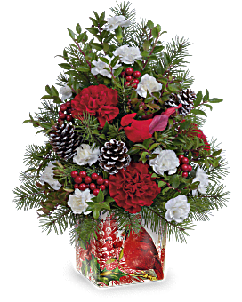 Teleflora's Cardinal In Flight Tree Bouquet
