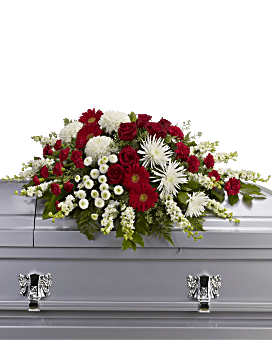 Arrangement floral de condoléances gerbe de cercueil Force et sagesse 