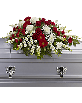Arrangement floral de condoléances gerbe de cercueil Force et sagesse 